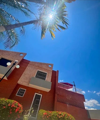 Vista exterior del Townhouse Bucaneros con palmeras